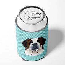 Load image into Gallery viewer, Checkerboard Blue Saint Bernard Can or Bottle Hugger BB1184CC