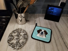 Load image into Gallery viewer, Checkerboard Blue Saint Bernard Pot Holders - Set of 2 - Heat-Resistant Kitchen Essentials BB1184PTHD