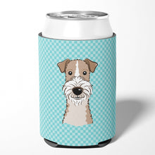 Load image into Gallery viewer, Checkerboard Blue Wire Haired Fox Terrier Can or Bottle Hugger BB1185CC