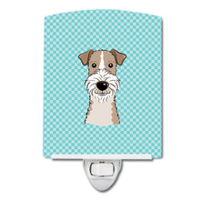 Load image into Gallery viewer, Checkerboard Blue Wire Haired Fox Terrier Ceramic Night Light BB1185CNL