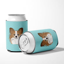 Load image into Gallery viewer, Checkerboard Blue Papillon Can or Bottle Hugger BB1186CC