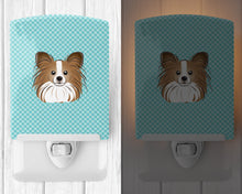 Load image into Gallery viewer, Checkerboard Blue Papillon Ceramic Night Light BB1186CNL