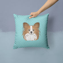 Load image into Gallery viewer, Checkerboard Blue Papillon Canvas Throw Pillow - 14x14 Decorative Pillow – Art for Your Home &amp; Patio BB1186PW1414
