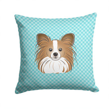 Load image into Gallery viewer, Checkerboard Blue Papillon Canvas Throw Pillow - 14x14 Decorative Pillow – Art for Your Home &amp; Patio BB1186PW1414