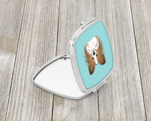 Load image into Gallery viewer, Checkerboard Blue Papillon Compact Mirror – Stylish Purse Mirror with Artistic Covers BB1186SCM