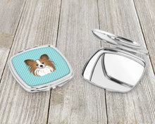 Load image into Gallery viewer, Checkerboard Blue Papillon Compact Mirror – Stylish Purse Mirror with Artistic Covers BB1186SCM