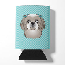 Load image into Gallery viewer, Checkerboard Blue Gray Silver Shih Tzu Can or Bottle Hugger BB1188CC
