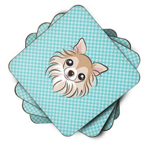 Load image into Gallery viewer, Checkerboard Blue Chihuahua Coasters - Set of 4 Lightweight Foam, Absorbent Drink Coasters BB1189FC