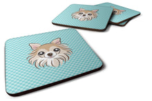 Load image into Gallery viewer, Checkerboard Blue Chihuahua Coasters - Set of 4 Lightweight Foam, Absorbent Drink Coasters BB1189FC