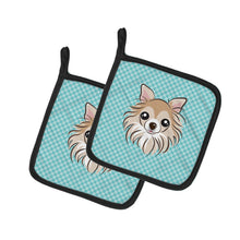 Load image into Gallery viewer, Checkerboard Blue Chihuahua Pot Holders - Set of 2 - Heat-Resistant Kitchen Essentials BB1189PTHD