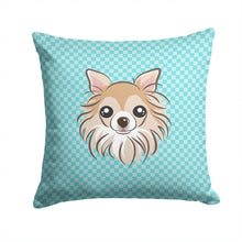 Load image into Gallery viewer, Checkerboard Blue Chihuahua Canvas Throw Pillow - 14x14 Decorative Pillow – Art for Your Home &amp; Patio BB1189PW1414