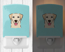 Load image into Gallery viewer, Checkerboard Blue Golden Retriever Ceramic Night Light BB1190CNL