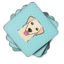 Load image into Gallery viewer, Checkerboard Blue Golden Retriever Coasters - Set of 4 Lightweight Foam, Absorbent Drink Coasters BB1190FC