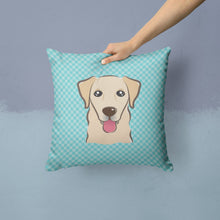 Load image into Gallery viewer, Checkerboard Blue Golden Retriever Canvas Throw Pillow - 14x14 Decorative Pillow – Art for Your Home &amp; Patio BB1190PW1414