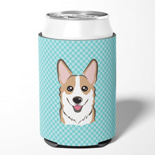 Load image into Gallery viewer, Checkerboard Blue Corgi Can or Bottle Hugger BB1191CC