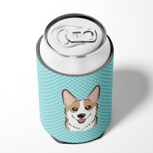 Load image into Gallery viewer, Checkerboard Blue Corgi Can or Bottle Hugger BB1191CC