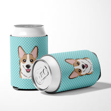 Load image into Gallery viewer, Checkerboard Blue Corgi Can or Bottle Hugger BB1191CC