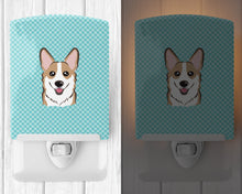 Load image into Gallery viewer, Checkerboard Blue Corgi Ceramic Night Light BB1191CNL