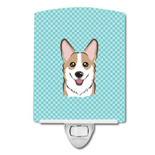 Load image into Gallery viewer, Checkerboard Blue Corgi Ceramic Night Light BB1191CNL