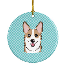 Load image into Gallery viewer, Checkerboard Blue Corgi Ceramic Ornament BB1191CO1