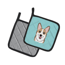 Load image into Gallery viewer, Checkerboard Blue Corgi Pot Holders - Set of 2 - Heat-Resistant Kitchen Essentials BB1191PTHD