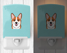 Load image into Gallery viewer, Checkerboard Blue Corgi Ceramic Night Light BB1192CNL