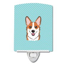 Load image into Gallery viewer, Checkerboard Blue Corgi Ceramic Night Light BB1192CNL