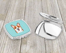 Load image into Gallery viewer, Checkerboard Blue Corgi Compact Mirror – Stylish Purse Mirror with Artistic Covers BB1192SCM
