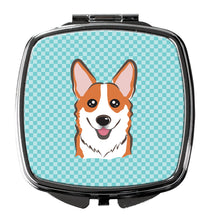 Load image into Gallery viewer, Checkerboard Blue Corgi Compact Mirror – Stylish Purse Mirror with Artistic Covers BB1192SCM