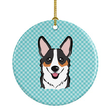 Load image into Gallery viewer, Checkerboard Blue Corgi Ceramic Ornament BB1193CO1