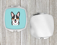 Load image into Gallery viewer, Checkerboard Blue Corgi Compact Mirror – Stylish Purse Mirror with Artistic Covers BB1193SCM