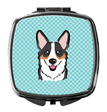 Load image into Gallery viewer, Checkerboard Blue Corgi Compact Mirror – Stylish Purse Mirror with Artistic Covers BB1193SCM