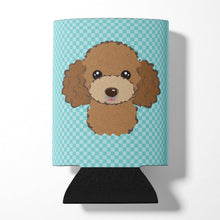 Load image into Gallery viewer, Checkerboard Blue Chocolate Brown Poodle Can or Bottle Hugger BB1194CC