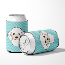 Load image into Gallery viewer, Checkerboard Blue White Poodle Can or Bottle Hugger BB1195CC