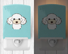 Load image into Gallery viewer, Checkerboard Blue White Poodle Ceramic Night Light BB1195CNL