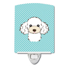 Load image into Gallery viewer, Checkerboard Blue White Poodle Ceramic Night Light BB1195CNL