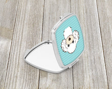 Load image into Gallery viewer, Checkerboard Blue White Poodle Compact Mirror – Stylish Purse Mirror with Artistic Covers BB1195SCM