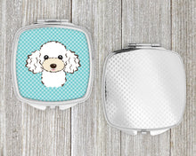Load image into Gallery viewer, Checkerboard Blue White Poodle Compact Mirror – Stylish Purse Mirror with Artistic Covers BB1195SCM