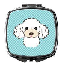 Load image into Gallery viewer, Checkerboard Blue White Poodle Compact Mirror – Stylish Purse Mirror with Artistic Covers BB1195SCM