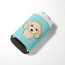 Load image into Gallery viewer, Checkerboard Blue Buff Poodle Can or Bottle Hugger BB1196CC