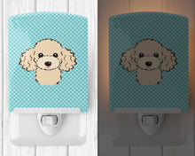 Load image into Gallery viewer, Checkerboard Blue Buff Poodle Ceramic Night Light BB1196CNL