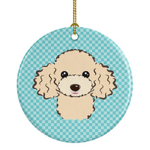 Load image into Gallery viewer, Checkerboard Blue Poodle Ceramic Ornament BB1196CO1