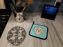 Load image into Gallery viewer, Checkerboard Blue Buff Poodle Pot Holders - Set of 2 - Heat-Resistant Kitchen Essentials BB1196PTHD