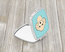 Load image into Gallery viewer, Checkerboard Blue Buff Poodle Compact Mirror – Stylish Purse Mirror with Artistic Covers BB1196SCM