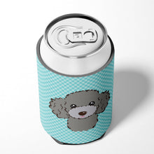 Load image into Gallery viewer, Checkerboard Blue Silver Gray Poodle Can or Bottle Hugger BB1197CC