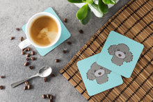 Load image into Gallery viewer, Checkerboard Blue Silver Gray Poodle Coasters - Set of 4 Lightweight Foam, Absorbent Drink Coasters BB1197FC