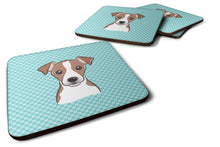 Load image into Gallery viewer, Checkerboard Blue Jack Russell Terrier Coasters - Set of 4 Lightweight Foam, Absorbent Drink Coasters BB1198FC