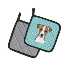 Load image into Gallery viewer, Checkerboard Blue Jack Russell Terrier Pot Holders - Set of 2 - Heat-Resistant Kitchen Essentials BB1198PTHD