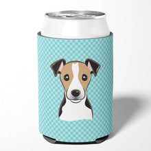 Load image into Gallery viewer, Checkerboard Blue Jack Russell Terrier Can or Bottle Hugger BB1199CC