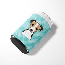 Load image into Gallery viewer, Checkerboard Blue Jack Russell Terrier Can or Bottle Hugger BB1199CC